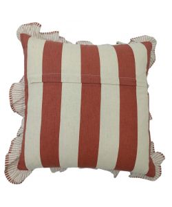 Domoea - Cuscino quadrato 45x45 cm righe rosso in cotone con frill