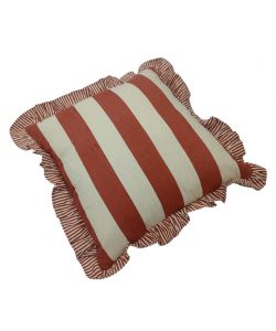 Domoea - Cuscino quadrato 45x45 cm righe rosso in cotone con frill