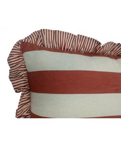 Domoea - Cuscino quadrato 45x45 cm righe rosso in cotone con frill