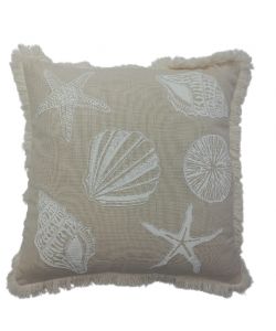 Domo Mea Cuscino decorativo beige 45x45 cm conchiglie e frange