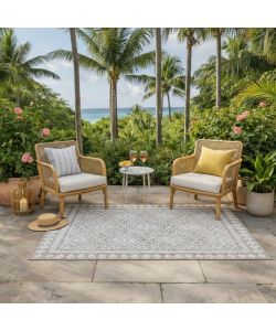 Domo Mea Tappeto Outdoor Beige 150x200 cm Motivo Rombi Resistente