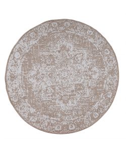 Domo Mea Tappeto Outdoor Rotondo Beige diam. 120 cm Motivo Damascato