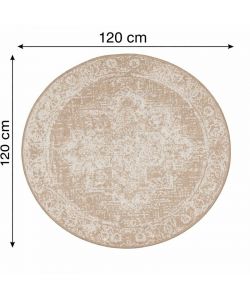 Domo Mea Tappeto Outdoor Rotondo Beige diam. 120 cm Motivo Damascato