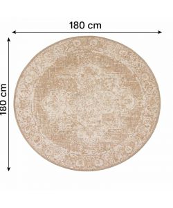 Domo Mea Tappeto Outdoor Rotondo Beige diam. 180 cm con Decoro Damascato