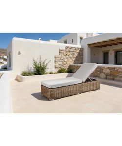 Domo Mea Lettino Prendisole Polyrattan con Cuscini 200x68x35 cm