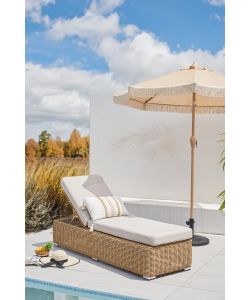 Domo Mea Lettino Prendisole Polyrattan con Cuscini 200x68x35 cm
