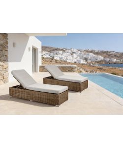 Domo Mea Lettino Prendisole Polyrattan con Cuscini 200x68x35 cm