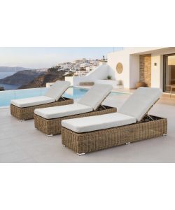 Domo Mea Lettino Prendisole Polyrattan con Cuscini 200x68x35 cm