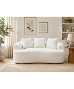Divano 2 Posti Compatto in Tessuto Bianco 166x96x64 cm - Duna Domo Mea