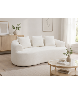 Divano 2 Posti Compatto in Tessuto Bianco 166x96x64 cm - Duna Domo Mea