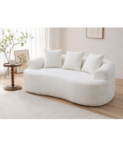 Divano 2 Posti Compatto in Tessuto Bianco 166x96x64 cm - Duna Domo Mea