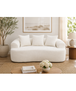 Divano 2 Posti Compatto in Tessuto Bianco 166x96x64 cm - Duna Domo Mea
