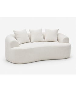 Divano 2 Posti Compatto in Tessuto Bianco 166x96x64 cm - Duna Domo Mea