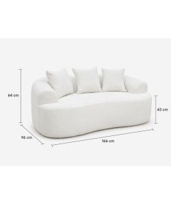 Divano 2 Posti Compatto in Tessuto Bianco 166x96x64 cm - Duna Domo Mea