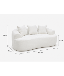 Divano 2 Posti Compatto in Tessuto Bianco 166x96x64 cm - Duna Domo Mea