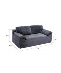 Domo Mea Divano Compresso 2 Posti Grigio Scuro Comfort 180x90x68 h cm