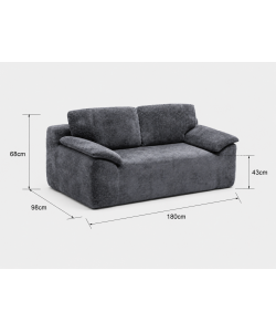 Domo Mea Divano Press Compresso 2 Posti Grigio Scuro Comfort 180x90x68 h cm