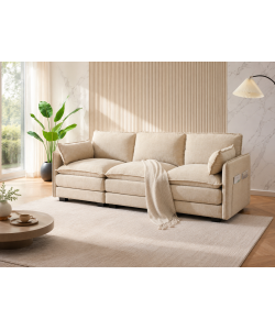 Domo Mea Divano 3 Posti Beige 253x89x87 cm TAO Design Contemporaneo