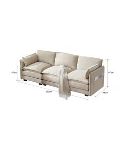 Domo Mea Divano 3 Posti Modulare Beige 253x89x87 cm Design Contemporaneo