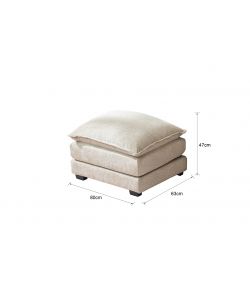 Pouf Ottomano Imbottito con Cuscino Cloud in Tessuto Beige 80x63x47 cm Domo Mea