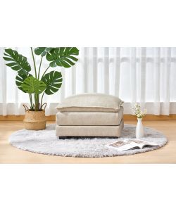 Pouf Ottomano Imbottito con Cuscino Cloud in Tessuto Beige 80x63x47 cm Domo Mea