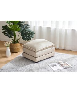Pouf Ottomano Imbottito con Cuscino Cloud in Tessuto Beige 80x63x47 cm Domo Mea