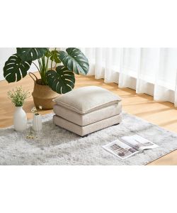 Pouf Ottomano Imbottito con Cuscino Cloud in Tessuto Beige 80x63x47 cm Domo Mea
