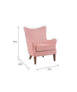Poltrona Rosy Rosso Rigato 72x80x94 cm Design Elegante Interno