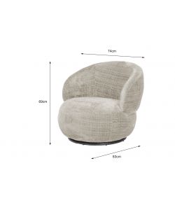 Poltrona Cleo girevole beige 74x83x69 cm design moderno interno