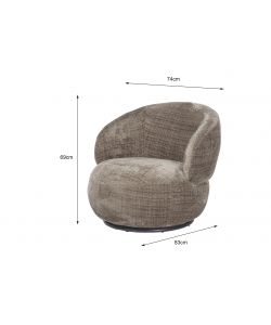 Poltrona girevole Cleo Taupe 74x83x69 cm Tessuto moderno