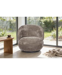 Poltrona girevole Cleo Taupe 74x83x69 cm Tessuto moderno