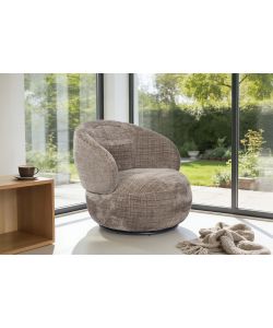 Poltrona girevole Cleo Taupe 74x83x69 cm Tessuto moderno