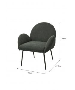 Domo Mea Poltroncina Fly Grigio Scuro 72x67,5x82 cm Tessuto Imbottito Moderna