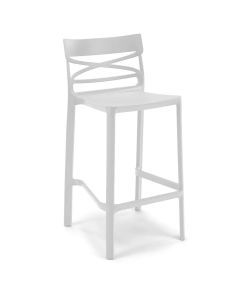 Domo Mea Sgabello Flow alto bianco in tecnopolimero 49,5x51x101 cm resistente