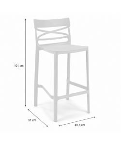 Domo Mea Sgabello Flow alto bianco in tecnopolimero 49,5x51x101 cm resistente