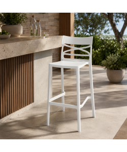 Domo Mea Sgabello Flow alto bianco in tecnopolimero 49,5x51x101 cm resistente
