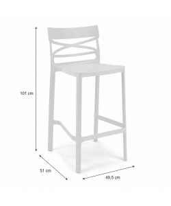 Domo Mea Sgabello Flow alto bianco in tecnopolimero 49,5x51x101 cm resistente