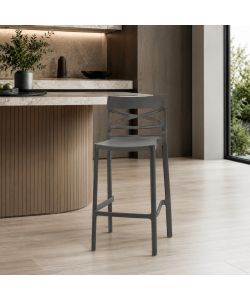 Domo Mea Flow Sgabello alto antracite 49,5x51x101 cm in tecnopolimero