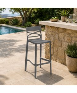 Domo Mea Flow Sgabello alto antracite 49,5x51x101 cm in tecnopolimero