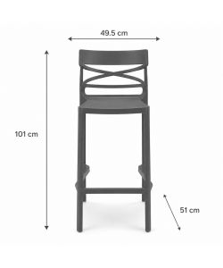 Domo Mea Flow Sgabello alto antracite 49,5x51x101 cm in tecnopolimero