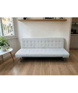 Divano letto clic clac 3 posti beige neve 180x80x77 cm salvaspazio