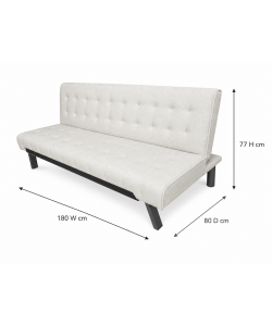 Divano letto clic clac 3 posti beige neve 180x80x77 cm salvaspazio