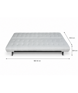 Divano letto clic clac 3 posti beige neve 180x80x77 cm salvaspazio