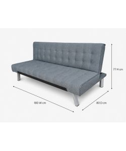 Domo Mea Divano letto clic clac 3 posti grigio 180x80x77 cm salvaspazio