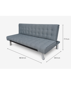 Domo Mea Divano letto clic clac 3 posti grigio 180x80x77 cm salvaspazio
