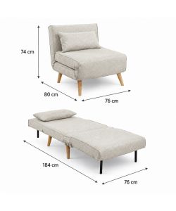 Domo Mea Poltrona Letto Sabbia Design Scandinavo 76x80x74 cm Salvaspazio
