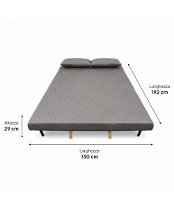 Poltrona Letto Grande 130 cm Grigia con Cuscini Inclusi Domo Mea