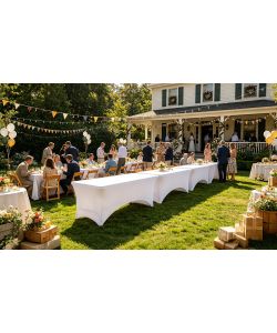 Copritavolo Bianco 182x74x74 cm per Tavolo Catering
