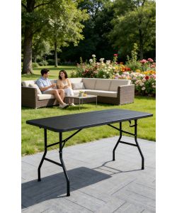 Tavolo Catering Pieghevole Antracite 180x74x74 cm Effetto Legno - Facile Trasporto