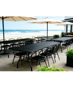 Tavolo Catering Pieghevole Antracite 180x74x74 cm Effetto Legno - Facile Trasporto